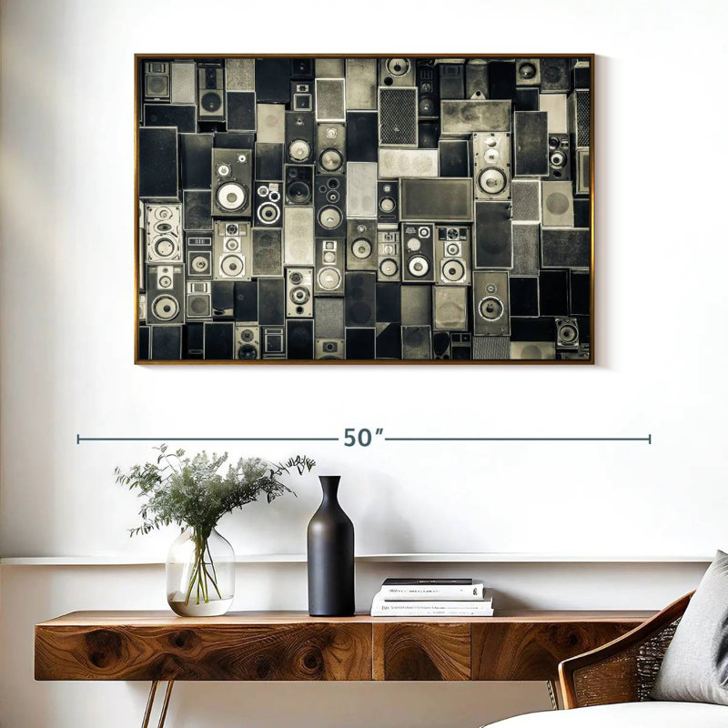 Haut-parleurs monochromes sépulvéda, Cadre flottant doré, 40 po x 27 po