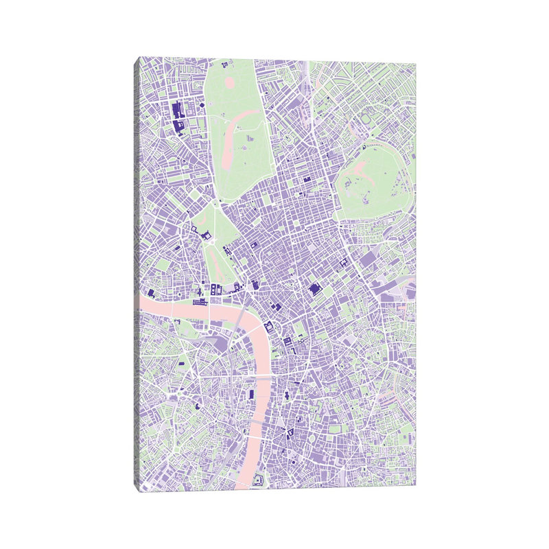 «London Violet» par Planos Urbanos, impression sur toile tendue, H 60 po x l 40po x P 1,5 po