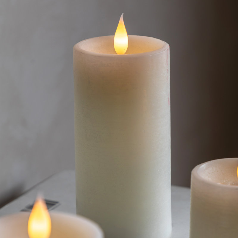 Unscented Flameless Pillar Candle with Plastic Holder, Ivory