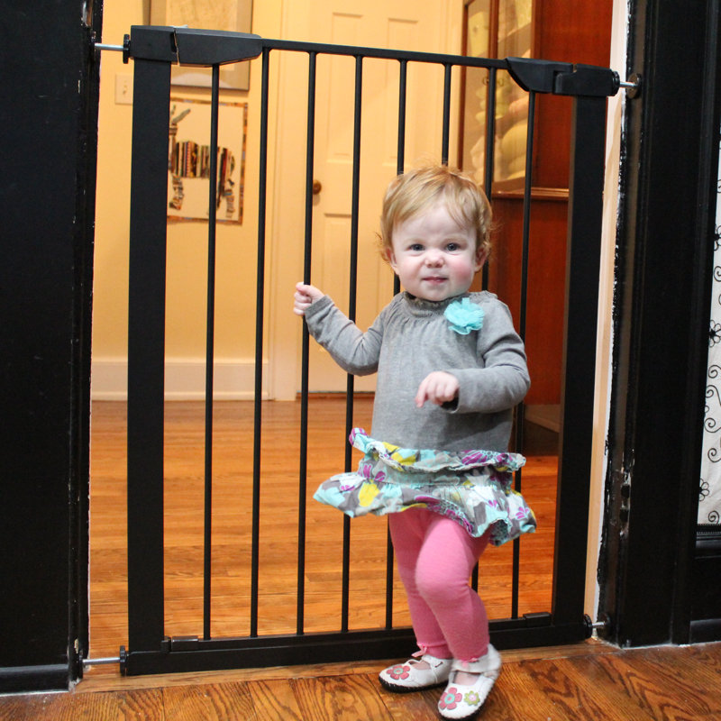 Extra Tall Black Steel Pressure Mounted Pet Gate
