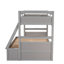 Lit simple superposé au dessus d'un lit double avec rangement-1329997451