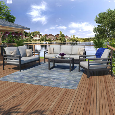 Townsend 4 Piece Sofa Seating Group with Sunbrella Cushions by Birch Lane