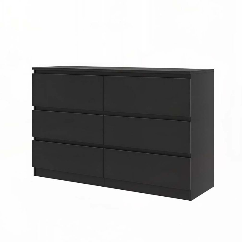 Commode 6 tiroirs blanche, Noir