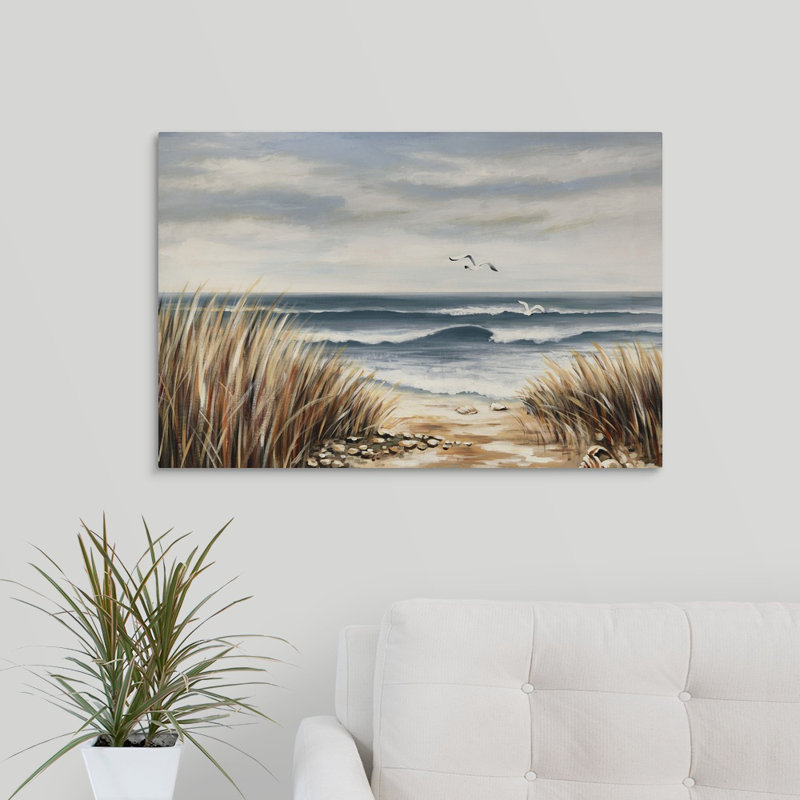 « seascape beach », peinture sur toile, H 20 po x l 30 po x p 1,25 po, Toile tendue