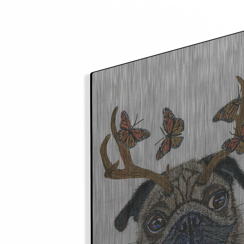 «Pug With a Big Rack» par Melissa Symons, art mural en métal, H 24 po x l 16 po