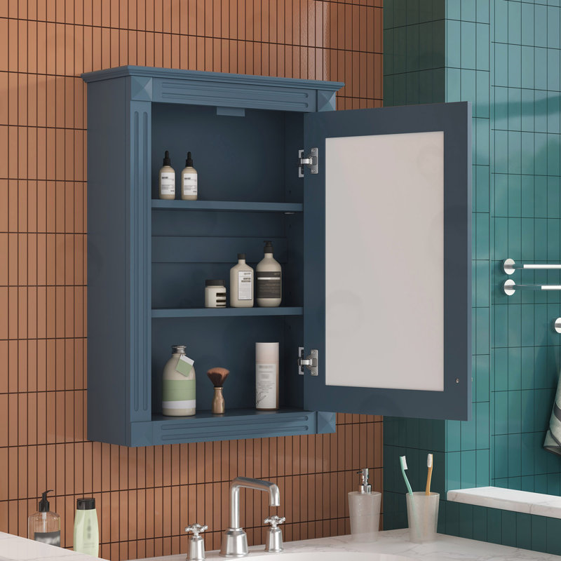 Armoire de rangement murale avec miroir, Blue