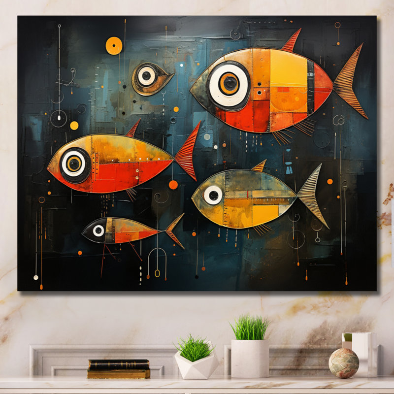 " Minimalism Fish Collages III ", 12" H x 20" W x 1" D, Wrapped Canvas