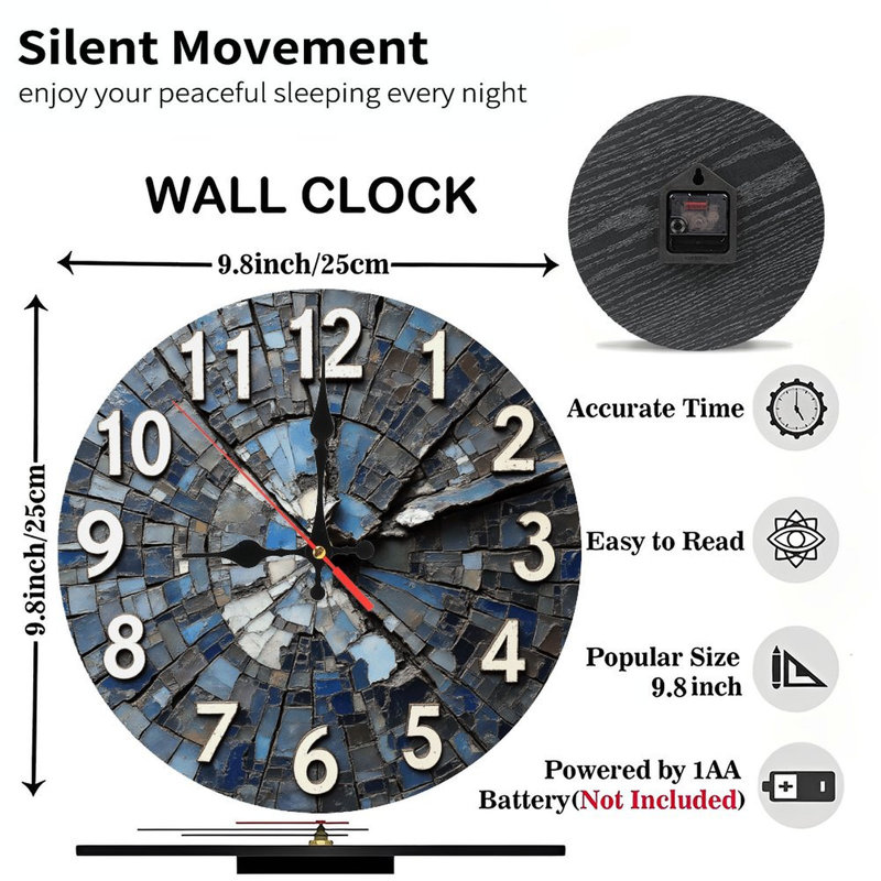 Horloge murale artistique en verre bleu