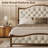 Transitional Solid Wood Platform Bed with Upholstered Tufted Headboard, No Box Spring Required-216095697