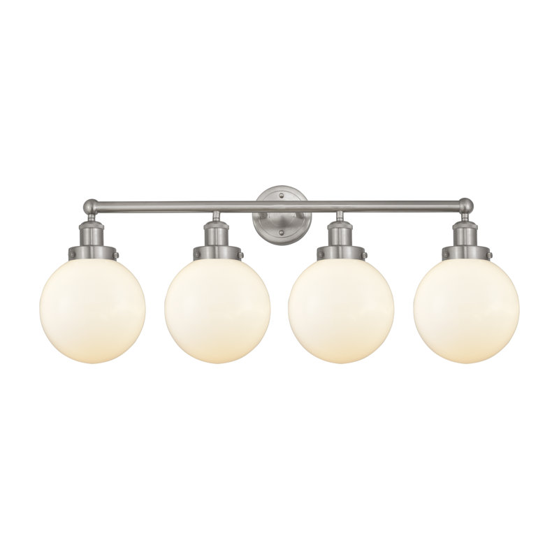 Alphonsa 4 - Light Dimmable Vanity Light, Matte White, Brushed Satin Nickel