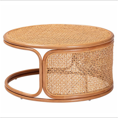 Table basse en rotin miel