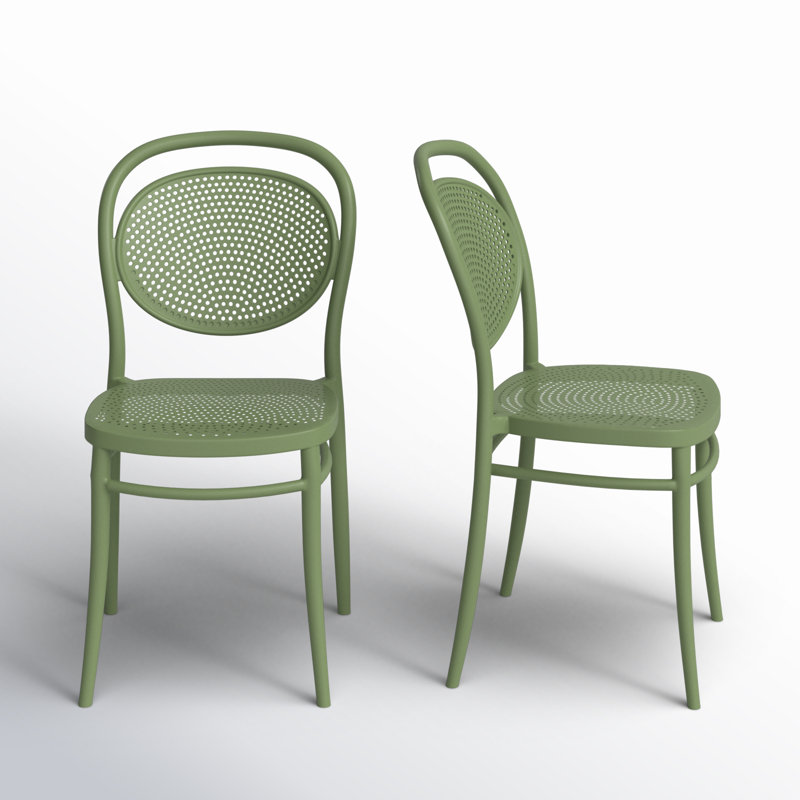 Farrah Stacking Patio Dining Side Chair, Olive Green