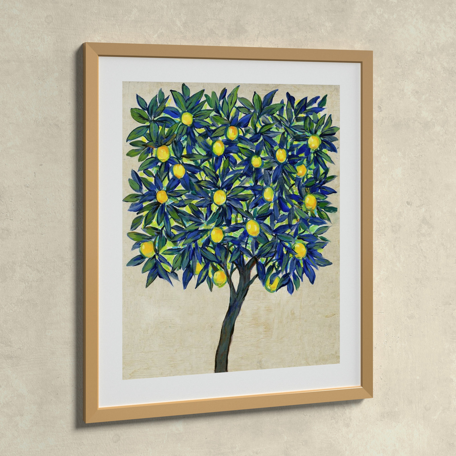 Lemon Tree Composition II by Tim Otoole, 25.17" H x 21.17" W x 0.88" D, Gold