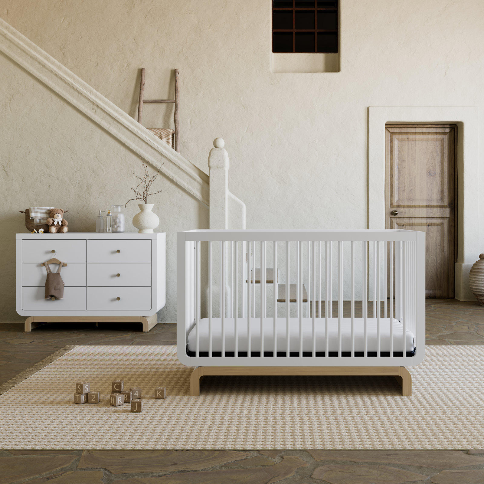 Santorini 2-Piece Nursery Furniture Set, White/Driftwood