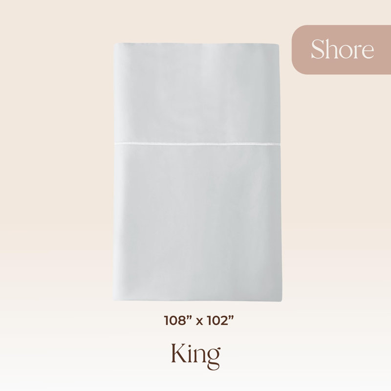 Whisper Organic Certified Organic Sheet Only - 100% Organic Cotton Sheets With Luxurious Soft And Breathable 300 Thread Count Sateen Weave Finish - Gots & Fairtrade Certified (King, Shore)