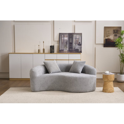 Causeuse incurvée 67 po, canapé à compression pleine éponge, style tai-chi chinois, canapé en forme de S pour les petits espaces, appartement, café, hôtel, chambre à coucher