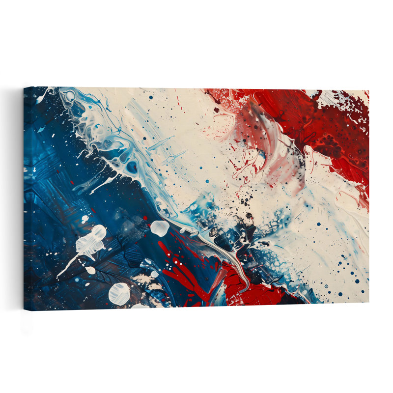 Dynamic Red White Blue Abstract Modern Contemporary Wall Art Print 1 Piece Wrapped Canvas Wall Art, 152.4cm H x 101.6cm W