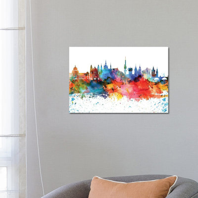 Prague Skyline by WallDecorAddict - Wrapped Canvas Painting