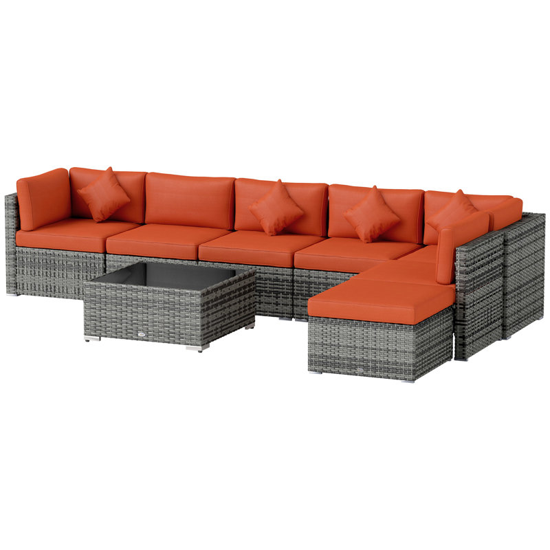 Wicker 7 - Person Garden Lounge Set with Cushions