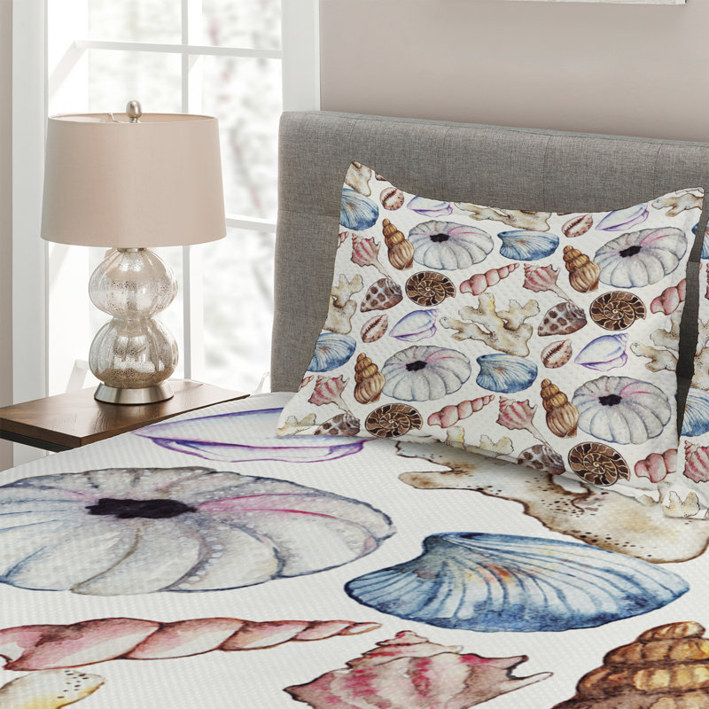 Seashells Coastal Polyester Coverlet