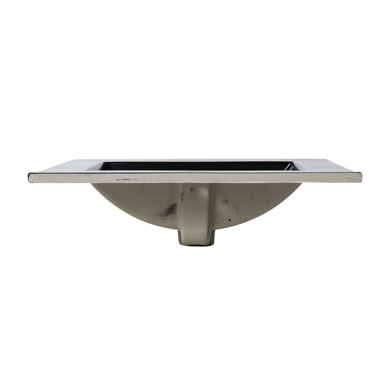 Évier vasque en céramique noire 24 po, profondeur interne 4,72 po, comptoir 0,81 po, lavabo à comptoir à teinture 24 po, épaisseur, installation simple