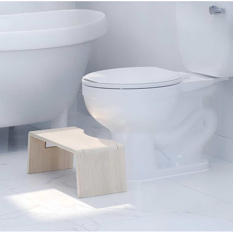 Folding Bamboo Toilet Stool,Collapsible Bathroom Stool(Oak)