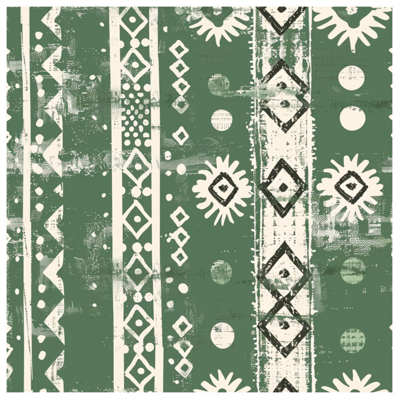 Édredon vert à motif géométrique tribal, Très grand lit