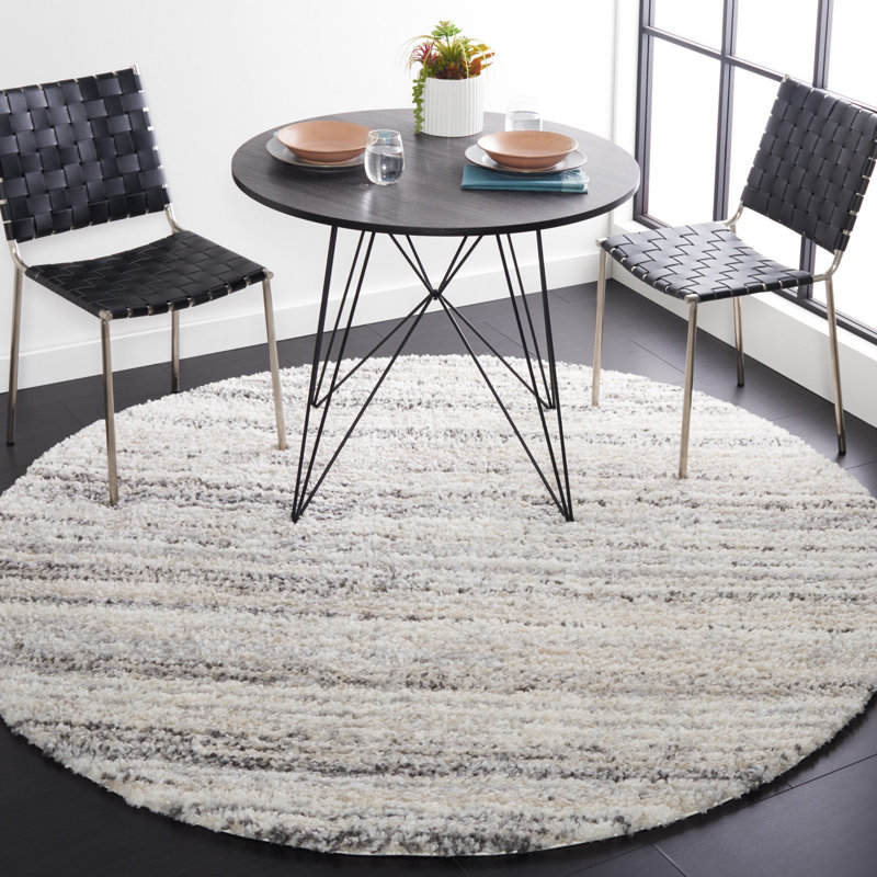 Mena Abstract Gray/Ivory Area Rug, Round 6'7"