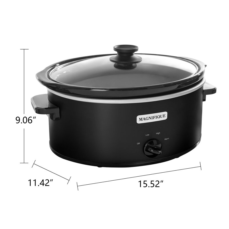 Magnifique Slow Cooker Oval Manual Pot, Black, 6 Qt