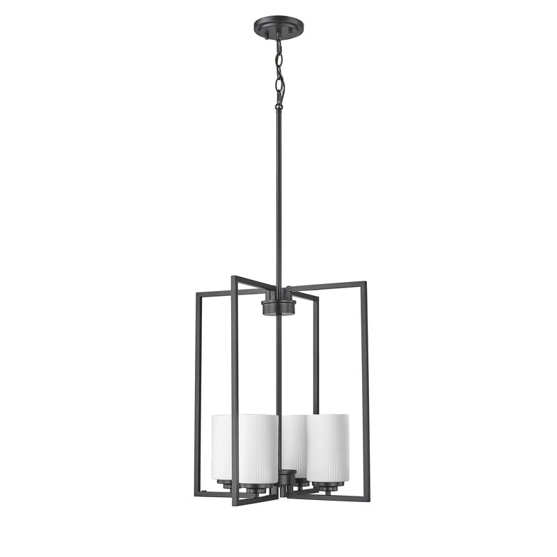 Luminaire suspendu géométrique simple à 4 lumières Tameca, Noir mat