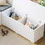 Banc de rangement en forme de L, banc de coin-repas de cuisine, banc d'angle sans dossier avec rangement, bancs à chaussures avec coussin pour vestiaire d'entrée, blanc et gris, P 63 po x l 63 po x H 18,3 po