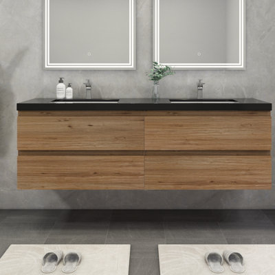 Ensemble de meuble-lavabo double mural 72 po Kirker
