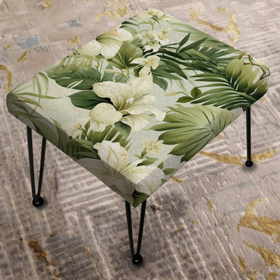Neutral Oasis Iii Tropical Pattern - Tropical Rectangle Ottoman