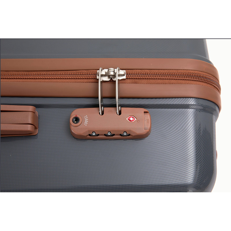 Ensemble de 5 valises, ensemble de valises rigides en PP avec serrure TSA et roulettes durables (20 "24" 28 + un sac de voyage et une trousse de toilette, gris foncé)