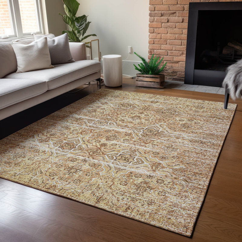 Machine Washable Indoor/Outdoor Chantille ACN2706 Global Rug, 5' x 7'6", Copper
