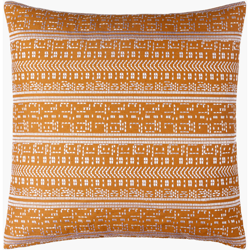 Coussin décoratif Theodore, Chameau / crème géométrique, H 18 po x l 18 po