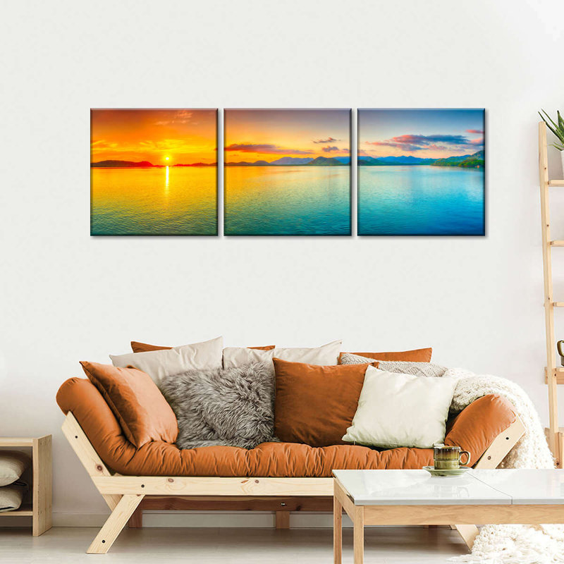 «Landscape Beach», 3 impressions sur toile tendue, H 8 po x l 26 po x P 1 po