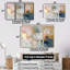 «White Brushstroke Abstract Paint III», ensemble de salon d'art mural pivoines-107213526-107213535
