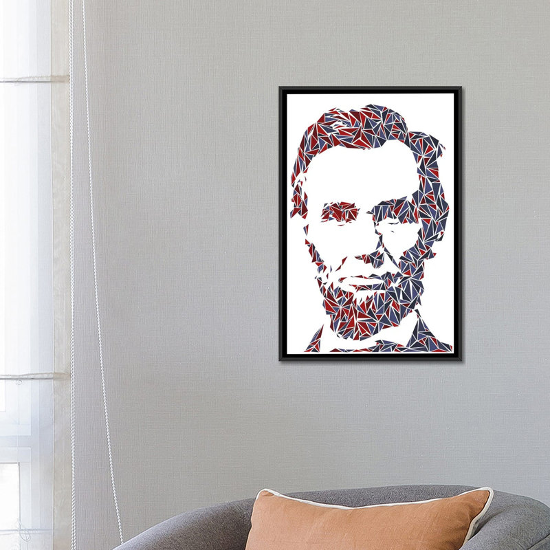 « abraham lincoln », impression sur toile, H 26 po x l 18 po x P 1,5 po, Toile avec cadre noir, Pas de tapis