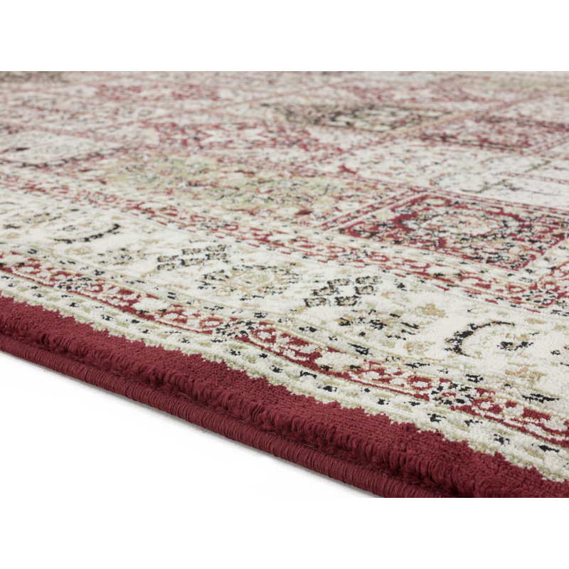 Tapis décoratif rouge/crème devansh, Tapis de couloir 2 pi 8 po x 8 pi 1 po