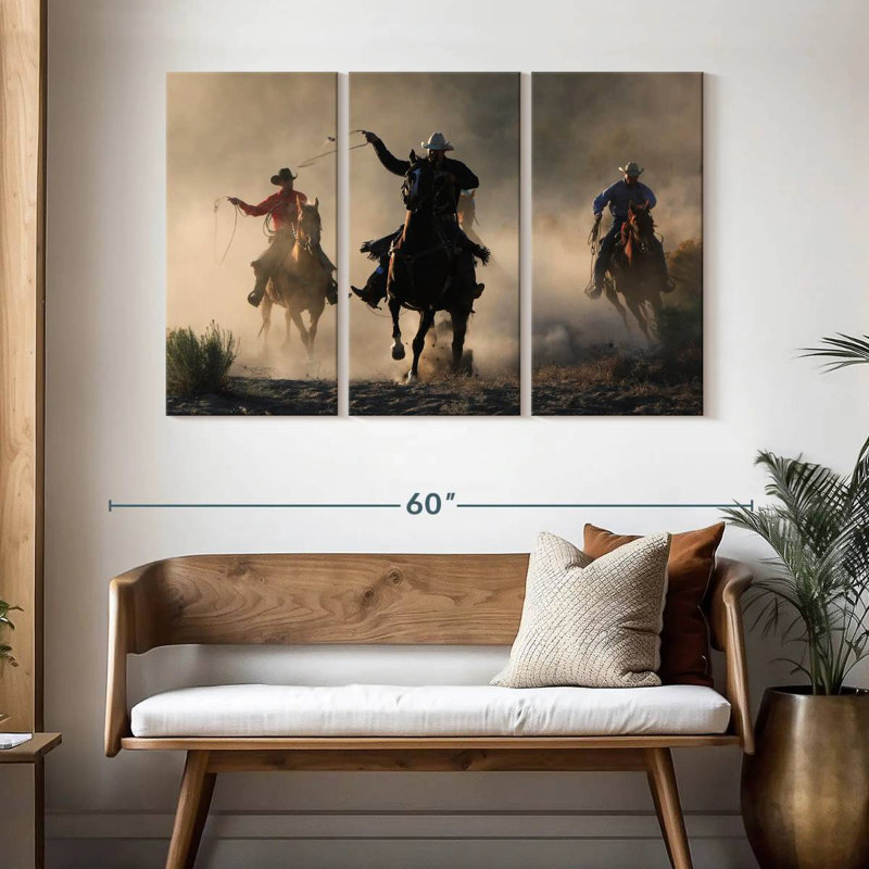 Lelar Cowboys In Action, 32" H x 50" W