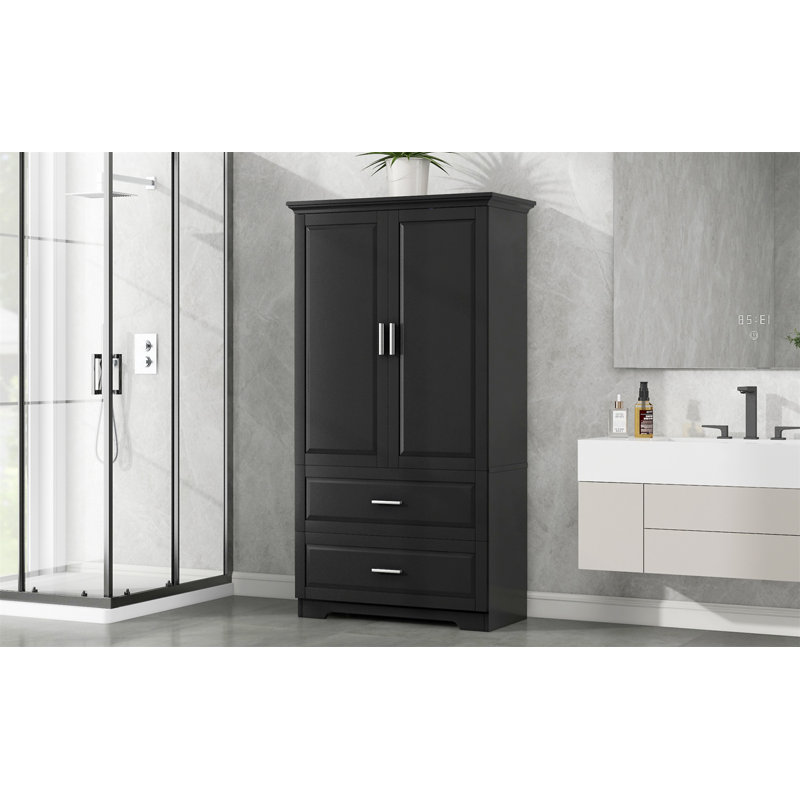 Tall Bathroom Storage Cabinet, Black