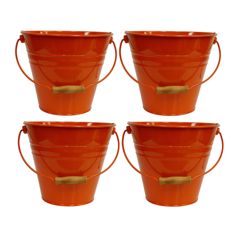 Handmade Metal Pot Planter, Orange, 4