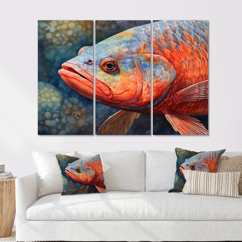 Underwater Fish Fantasy I - Fish Animal Canvas Art Set, 40" H x 60" W