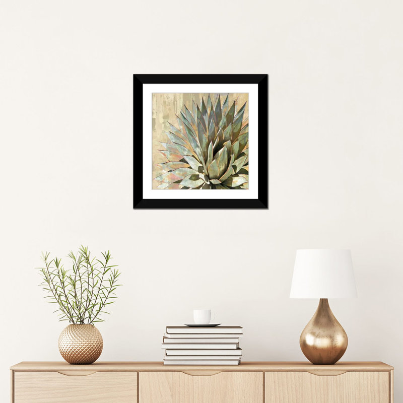 «Succulent I», impression sur toile, Papier beaux-arts encadré noir, Blanc, H 24 po x l 24 po x P 1 po