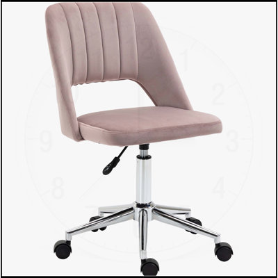 Chaise de bureau moderne à dossier moyen avec tissu en velours pivotant et sans accoudoirs, dossier creux pour un confort accru dans un bureau à domicile