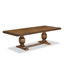 L'ensemble de table de cuisine 5 pièces se compose d'une table de salle à manger et de 4 chaises de salle à manger en tissu de lin brun clair avec dossier capitonné - Finition noyer antique-402332450-372274611
