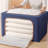 Steel Frame Storage Box, Cloth Storage Box for Quilt Storage Box Folding Wardrobe Fabric Extra Large Storage Bag with Clear Window, Sturdy Zippers(Set of 3)-1039820343-1039820336