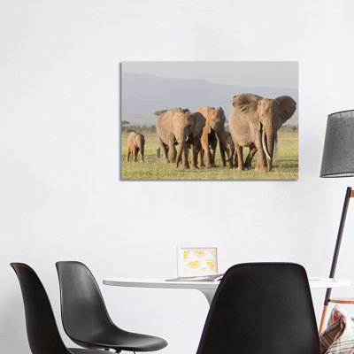 Africa, Kenya, Amboseli National Park. Elephants On The March. by Jaynes Gallery - Wrapped Canvas Print