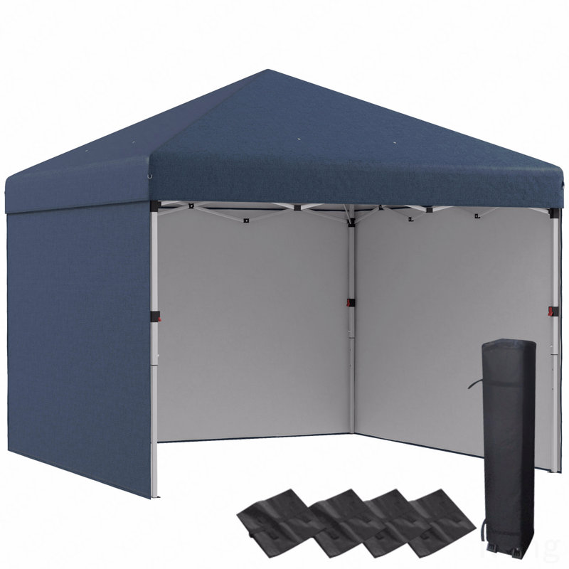 10X10FT Pop Up Gazebo, Sidewall For Outdoor Use With Weight Bag & Carry Bag (Navy Blue)